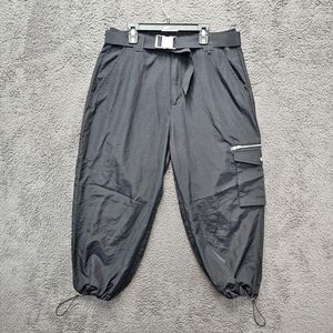 Disturbia Cargo‎ Pants Women Size 8 Black Belted Windbreaker Pant